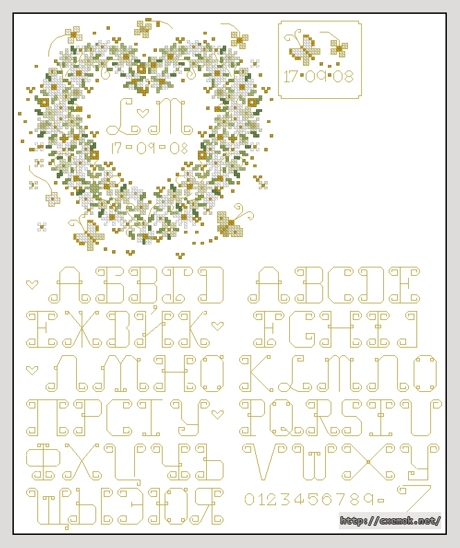Download embroidery patterns by cross-stitch  - Gold heart