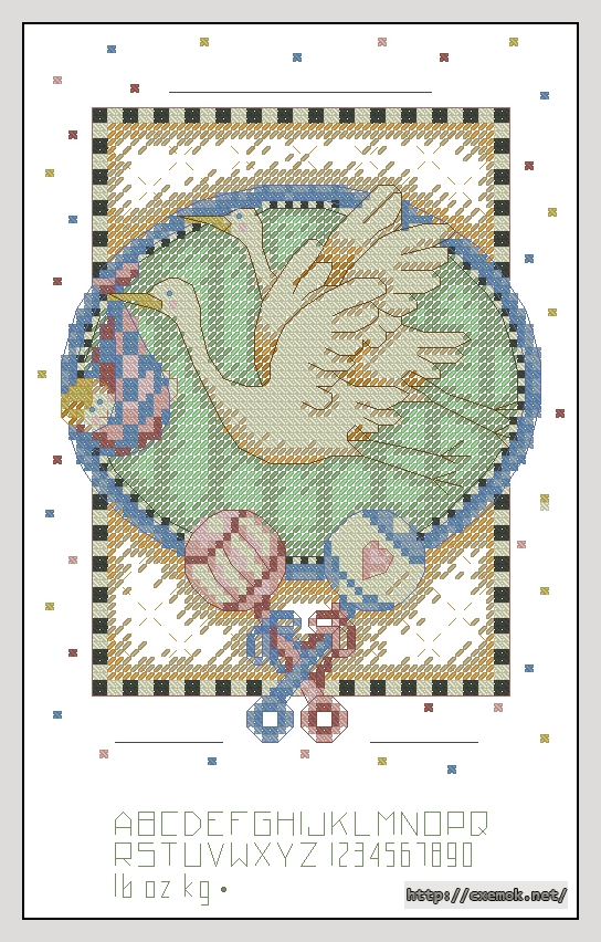 Download embroidery patterns by cross-stitch  - The storks delivery, author 