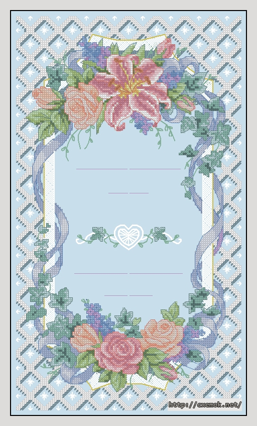 Download embroidery patterns by cross-stitch  - Floral trellis wedding record, author 