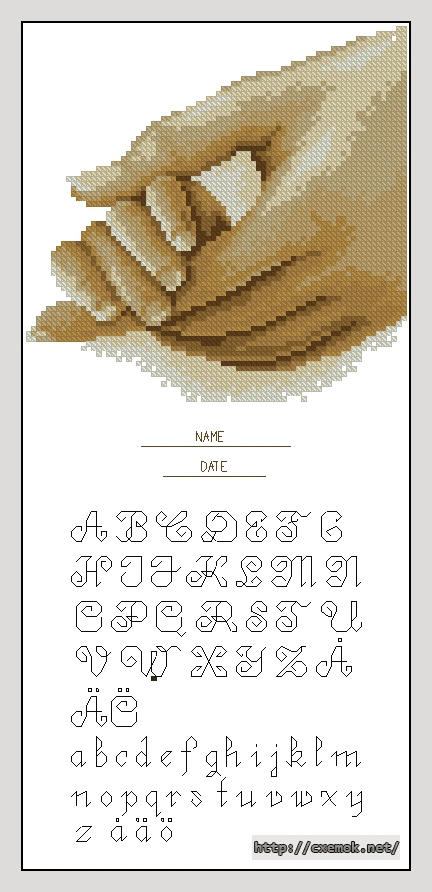Download embroidery patterns by cross-stitch  - Hands in sepia, author 