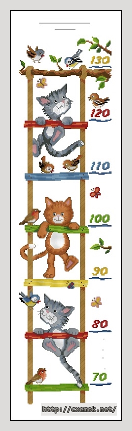 Скачать схему вышивки нитками Cats Height Chart, автор 