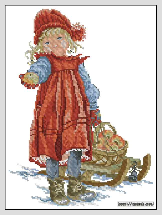 Download embroidery patterns by cross-stitch  - Girl with apple, author 