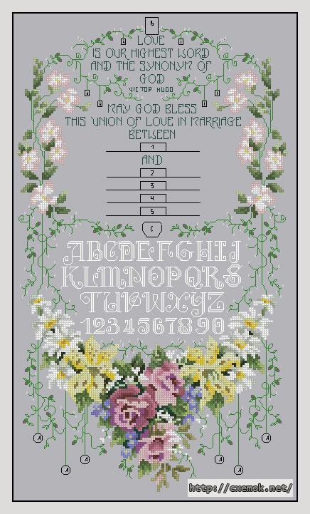 Download embroidery patterns by cross-stitch  - Wedding sampler, author 