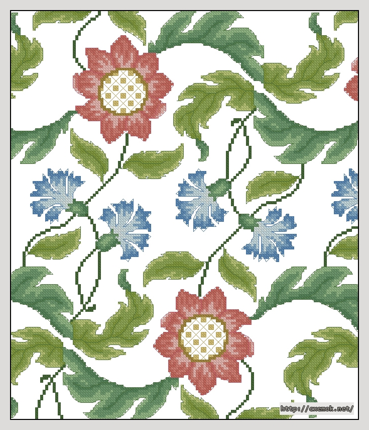 Download embroidery patterns by cross-stitch  - Цветочный мотив для сумки, author 