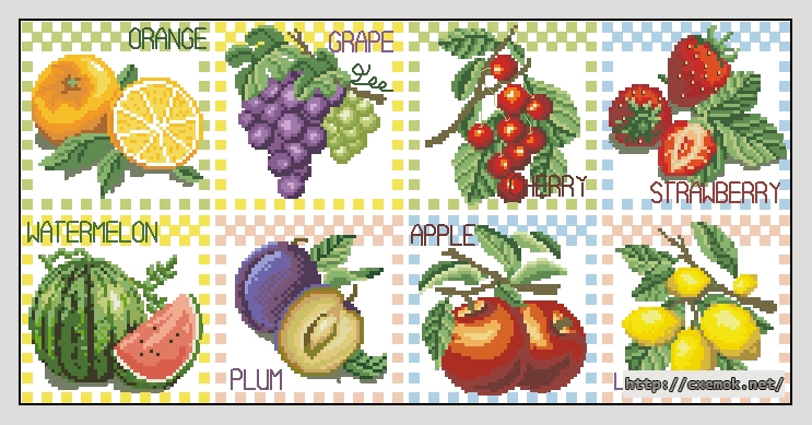 Download embroidery patterns by cross-stitch  - Фрукты