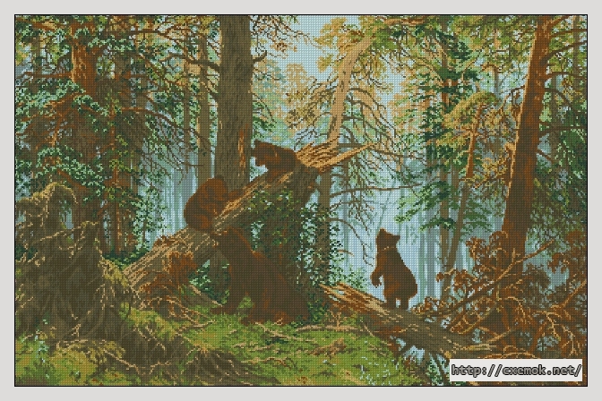 Вышивка бисером Утро в сосновом лесу
