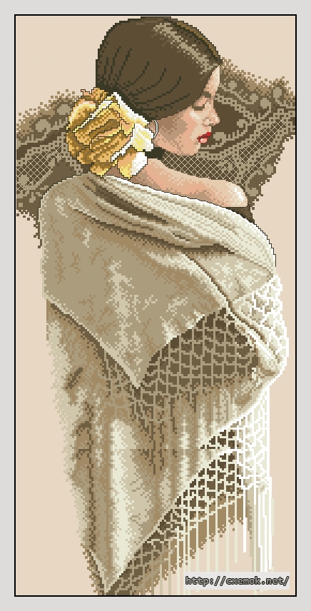 Download embroidery patterns by cross-stitch  - White shawl, author 