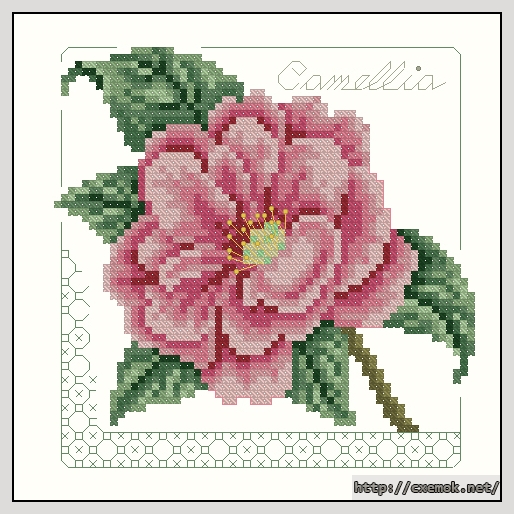 Download embroidery patterns by cross-stitch  - Camellia