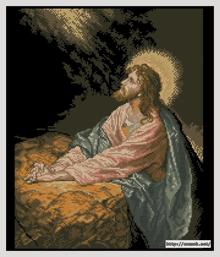 Скачать схему вышивки нитками Christ in Gethsemane, автор 