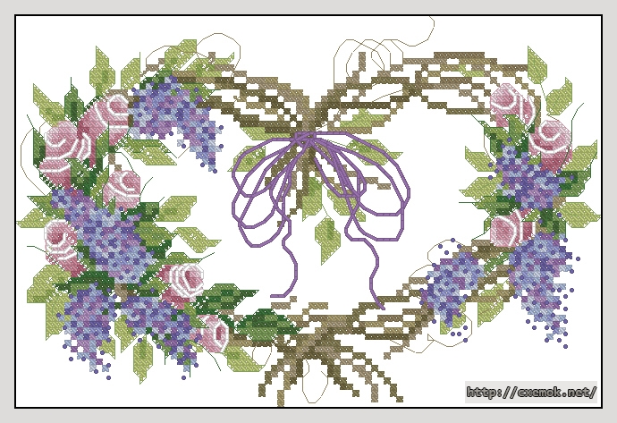 Download embroidery patterns by cross-stitch  - Couronne de boutons de rose, author 