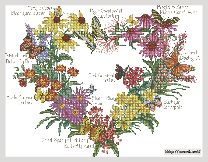 Завантажити схеми вишивки нитками / хрестом  - Butterfly garden, автор 