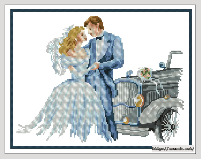 Скачать схему вышивки нитками Wedding car, автор 