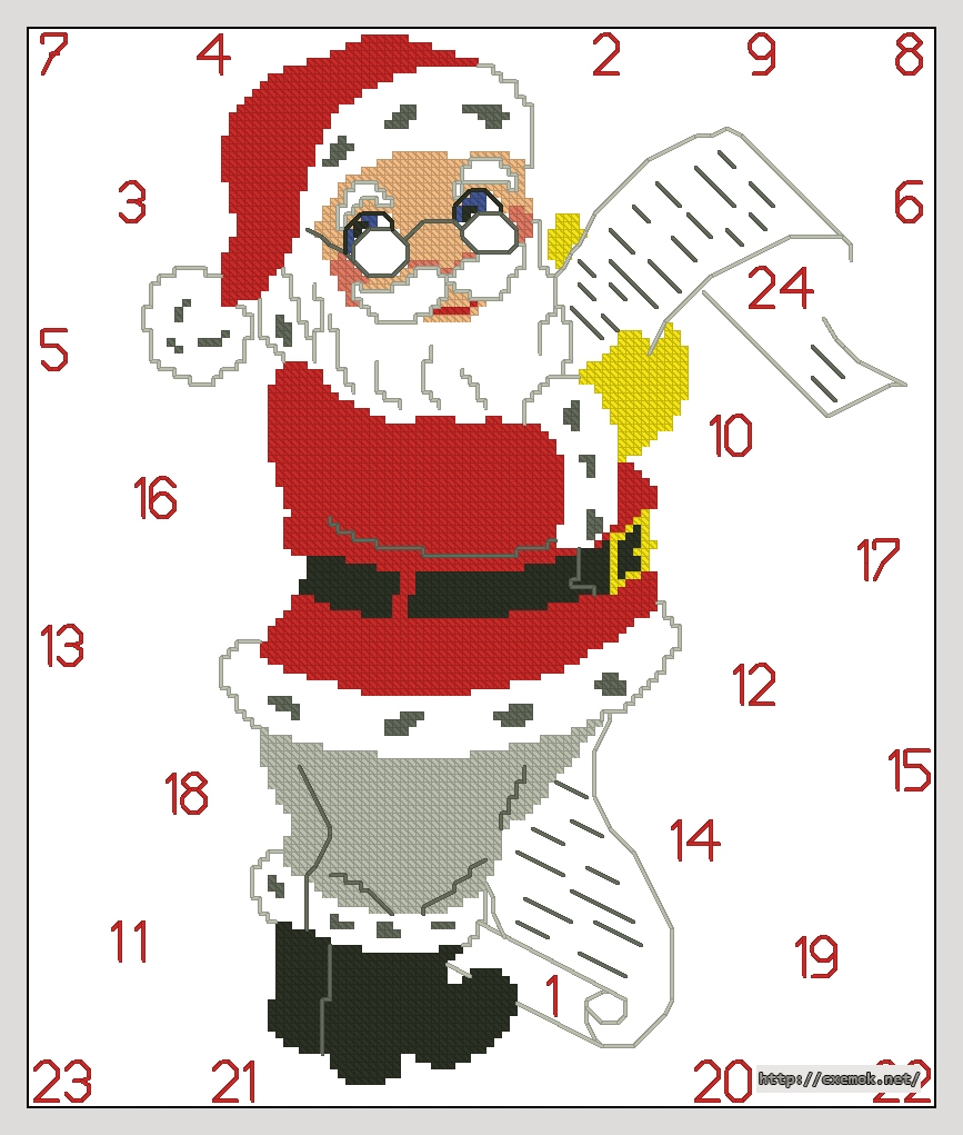 Скачать схемы вышивки нитками / крестом  - Santa calendar, автор 