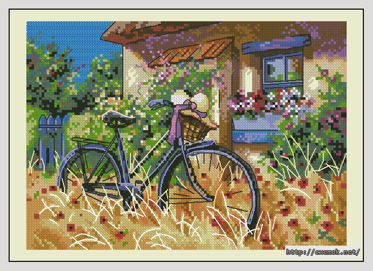 Download embroidery patterns by cross-stitch  - Bicycle afternoon, author 