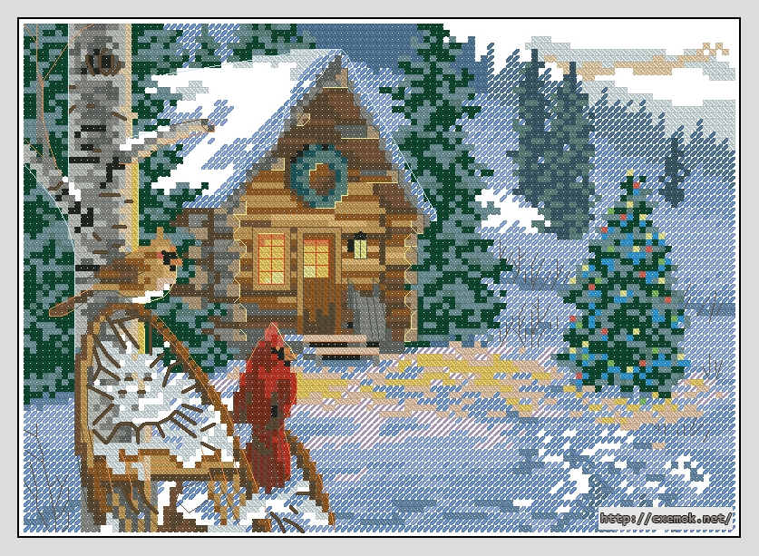 Download embroidery patterns by cross-stitch  - Winter hideaway, author 
