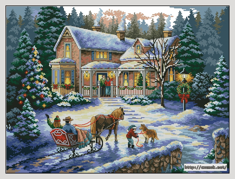 Download embroidery patterns by cross-stitch  - Coming home for the holidays, author 