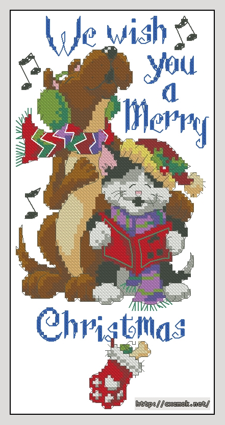Скачать схемы вышивки нитками / крестом  - Christmas paws banner, автор 