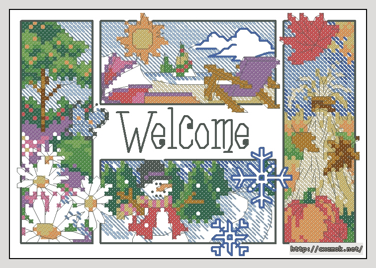 Download embroidery patterns by cross-stitch  - Seasonal welcome, author 