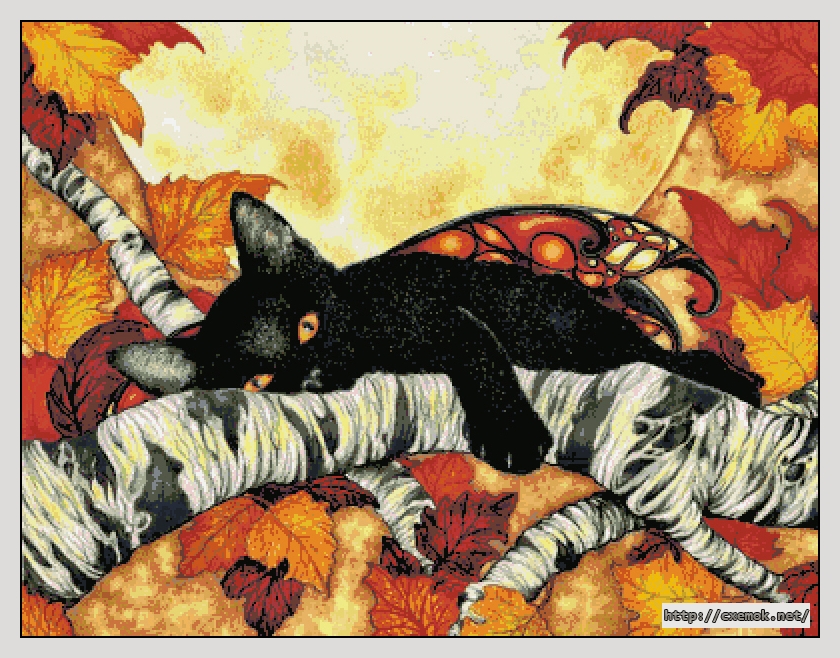 Скачать схемы вышивки нитками / крестом  - Black cat, автор 