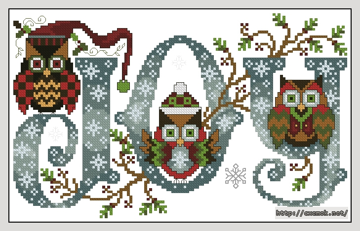 Download embroidery patterns by cross-stitch  - Joyful owls, author 