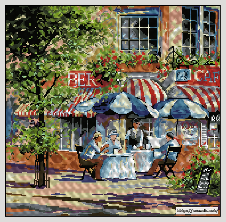 Download embroidery patterns by cross-stitch  - Cafe in the sun, author 