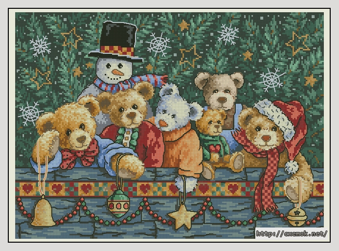 Скачать схему вышивки нитками Beary Christmas, автор 