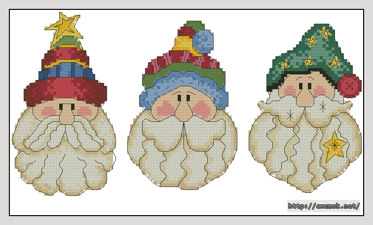 Download embroidery patterns by cross-stitch  - Merry greetings - santas, author 