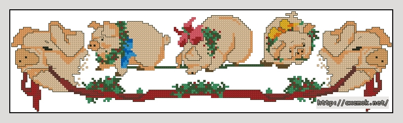 Download embroidery patterns by cross-stitch  - Buon natale pigs