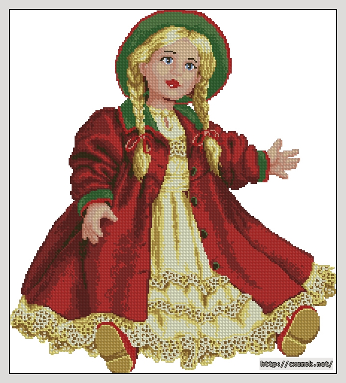 Download embroidery patterns by cross-stitch  - Red doll, author 