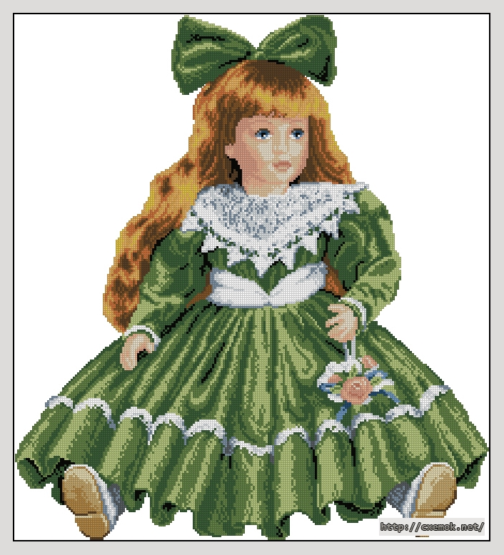 Download embroidery patterns by cross-stitch  - Dark green doll, author 