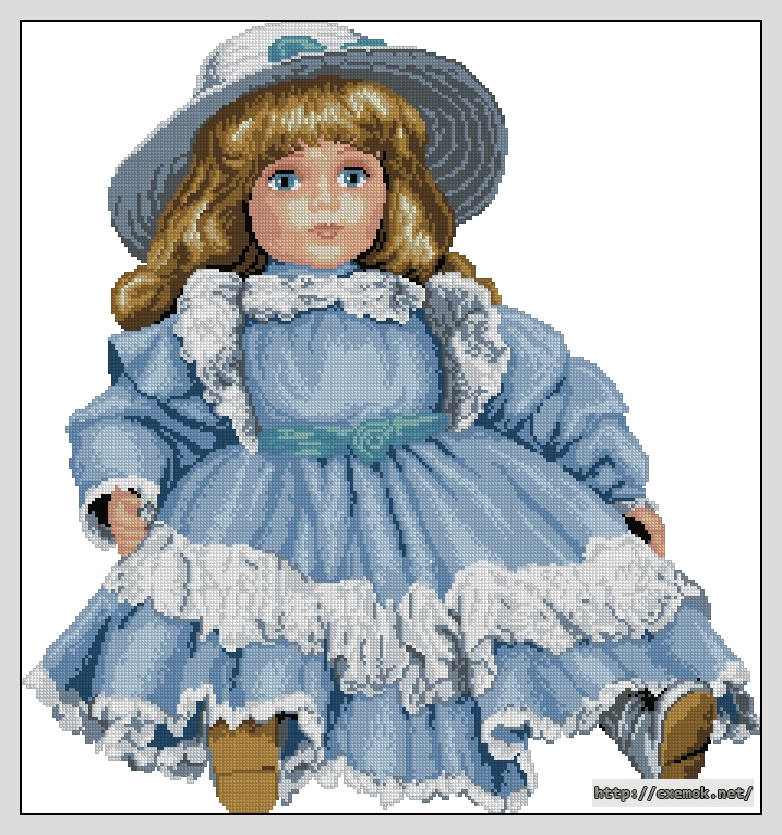Download embroidery patterns by cross-stitch  - Blue doll, author 