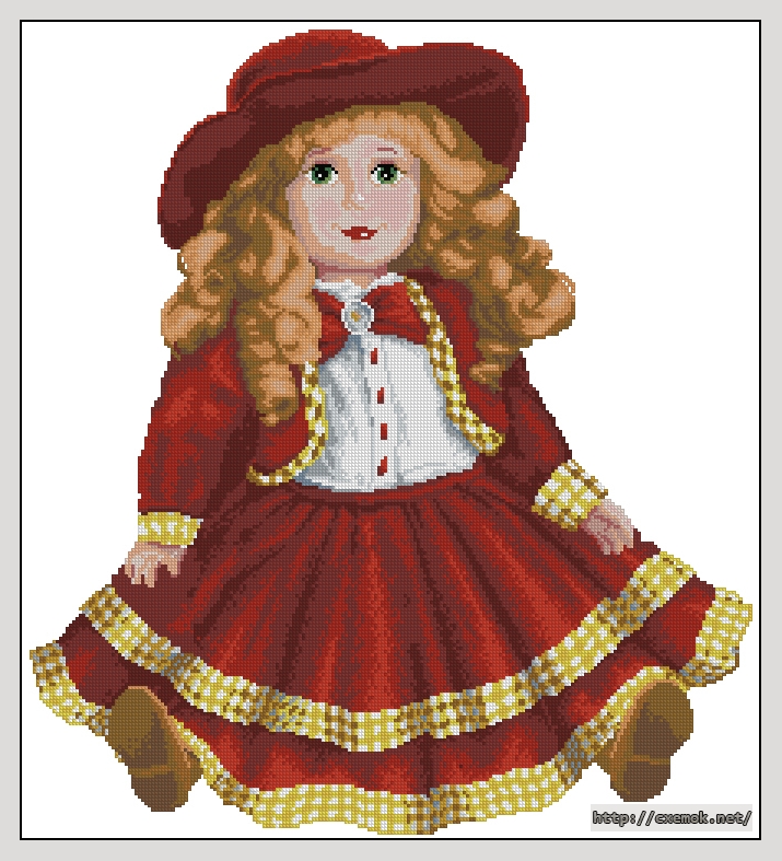 Download embroidery patterns by cross-stitch  - Red doll, author 