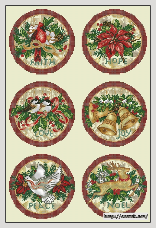 Скачать схему вышивки нитками Old World Holiday Ornaments, автор 