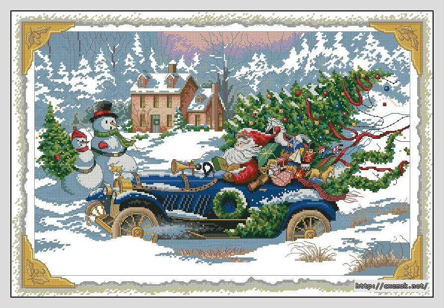 Download embroidery patterns by cross-stitch  - Roadster santa, author 