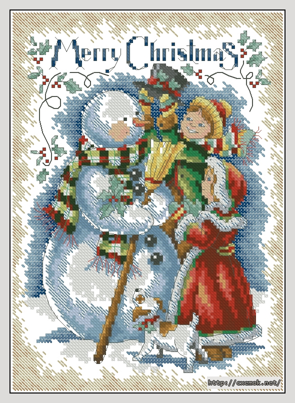 Завантажити схеми вишивки нитками / хрестом  - Vintage merry christmas, автор 