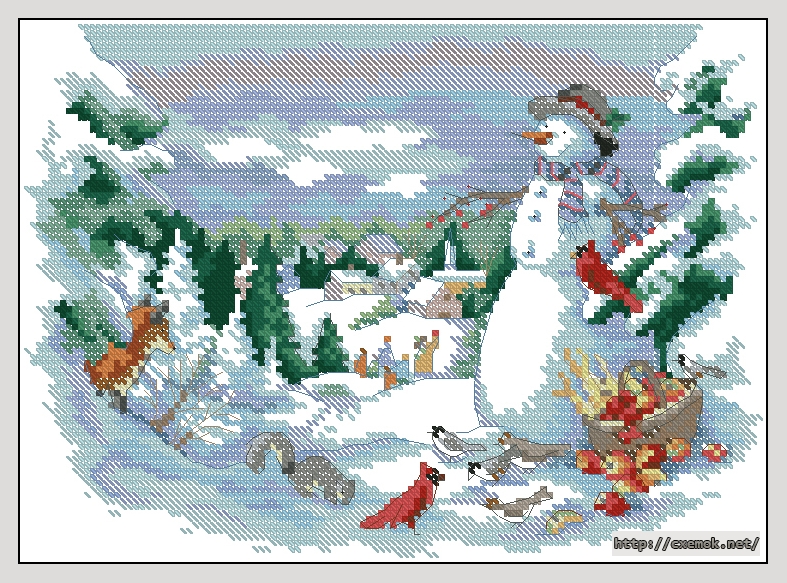 Download embroidery patterns by cross-stitch  - Friends of the snowman, author 
