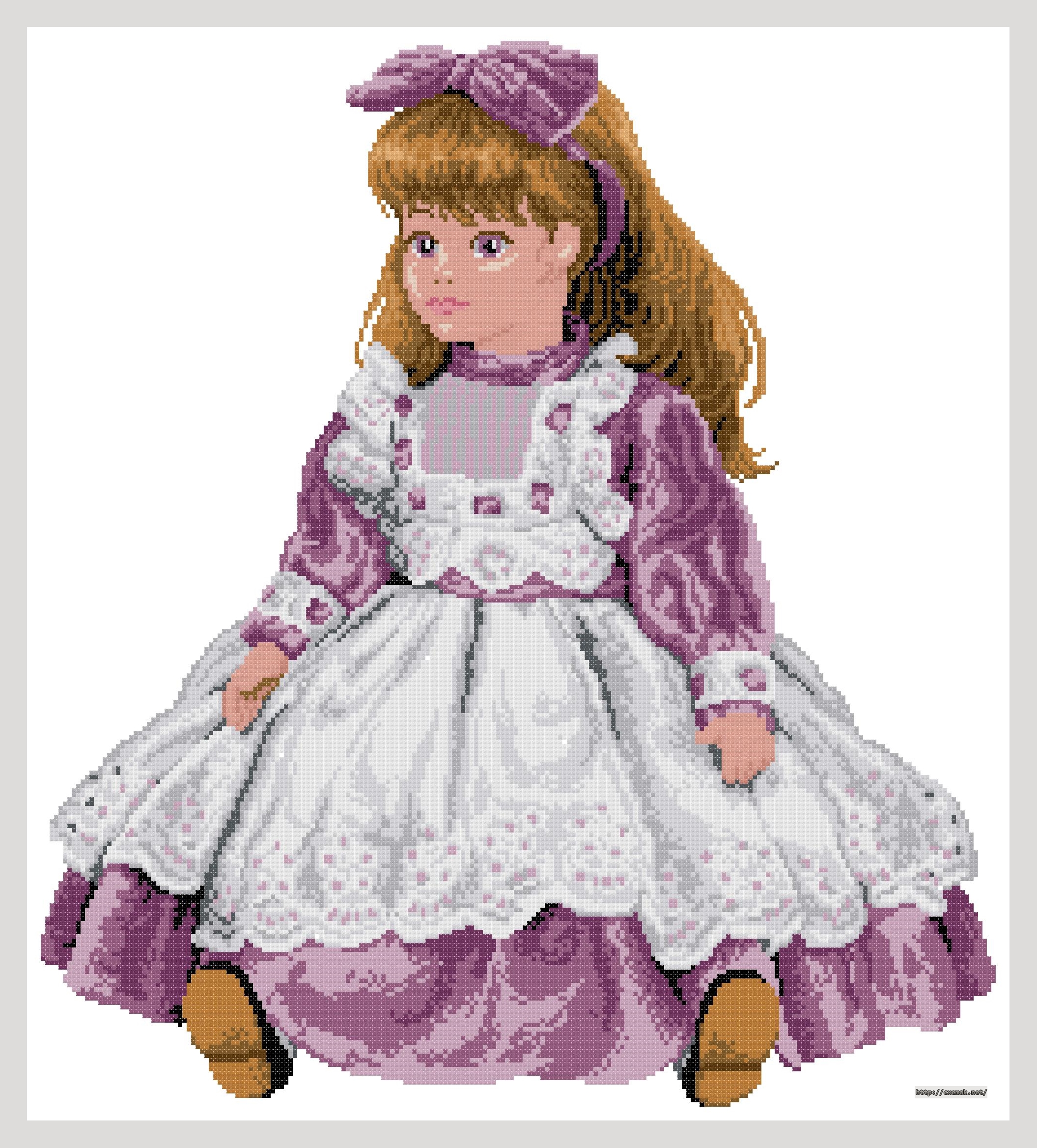 Download embroidery patterns by cross-stitch  - Violet doll, author 