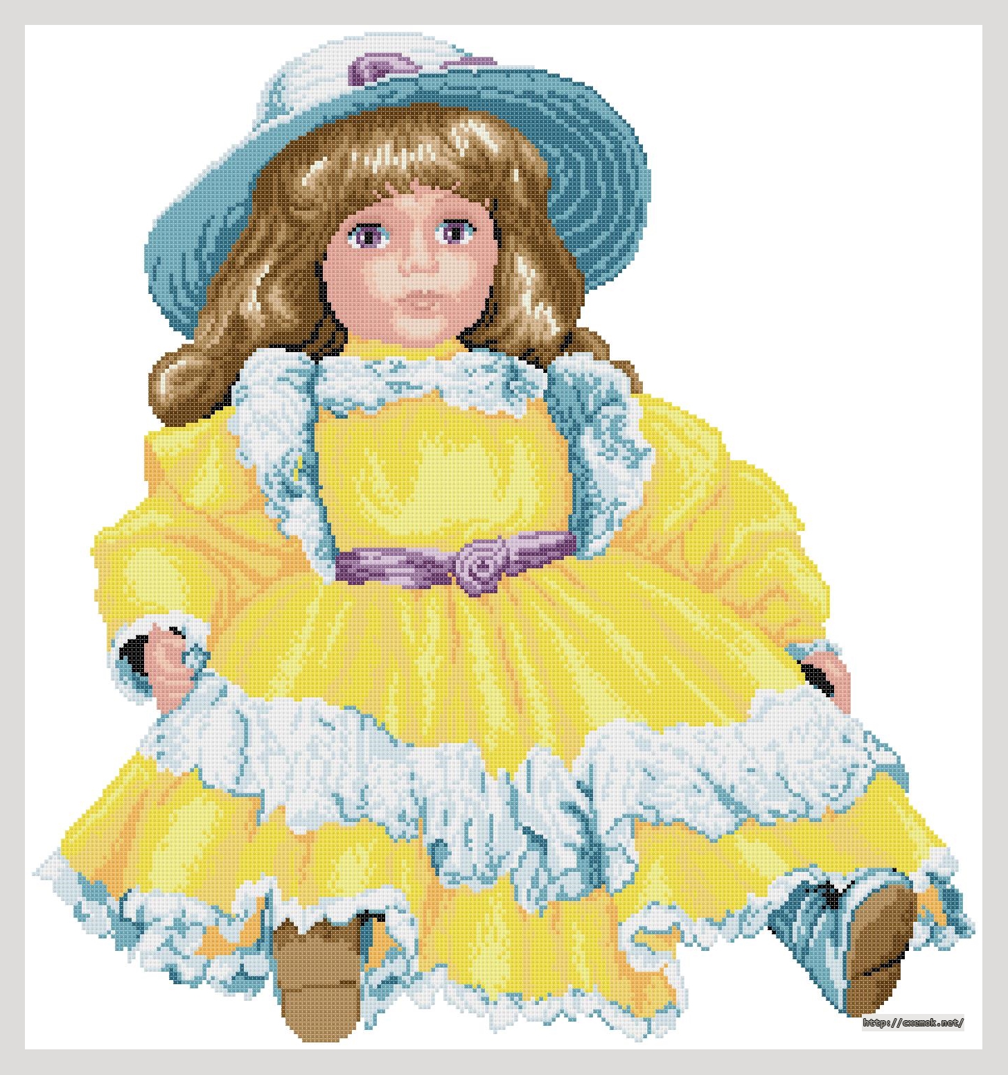 Download embroidery patterns by cross-stitch  - Yellow doll, author 