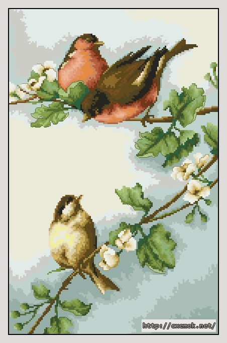 Download embroidery patterns by cross-stitch  - Birds, author 