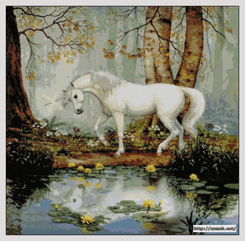 Download embroidery patterns by cross-stitch  - Unicorn forest