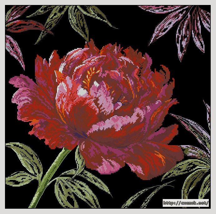 Download embroidery patterns by cross-stitch  - Wellworthwaitingfor-peony, author 