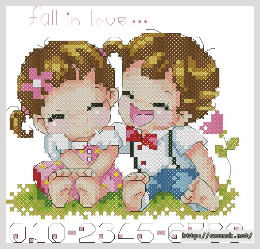 Download embroidery patterns by cross-stitch  - Fall in love, author 