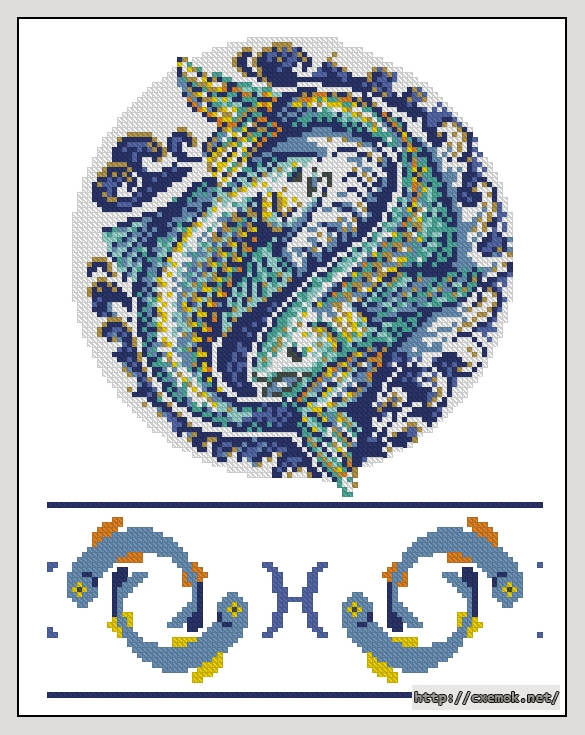 Download embroidery patterns by cross-stitch  - Pisces