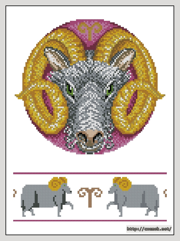 Download embroidery patterns by cross-stitch  - Aries