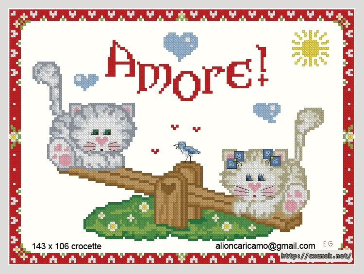 Download embroidery patterns by cross-stitch  - Amore! (2 gattini), author 