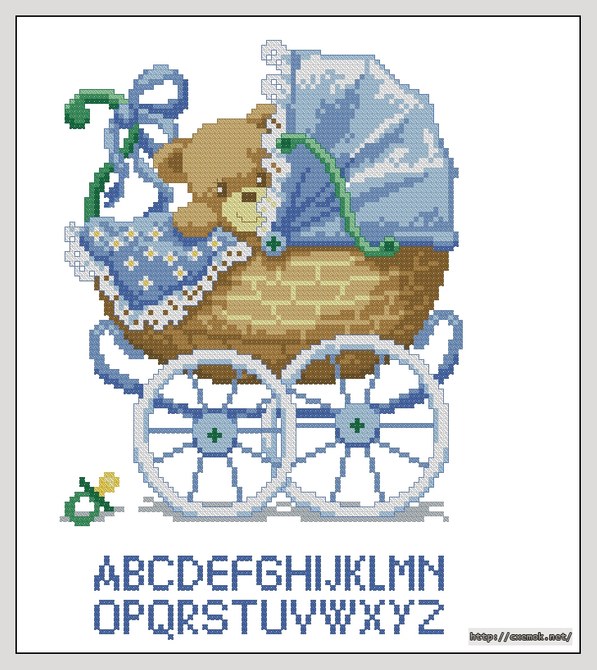 Download embroidery patterns by cross-stitch  - Boy bear carriage, author 