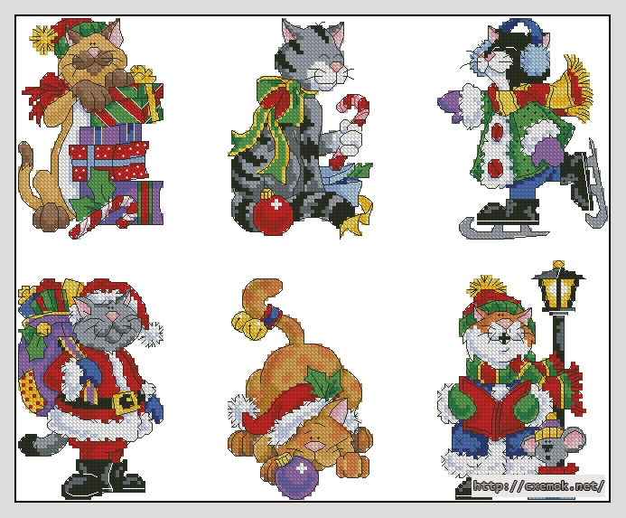 Download embroidery patterns by cross-stitch  - Christmas kitties, author 