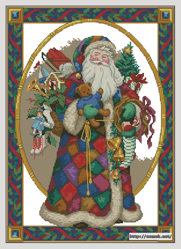Download embroidery patterns by cross-stitch  - Patсhwork santa, author 