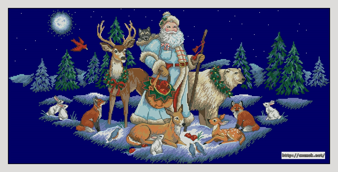 Download embroidery patterns by cross-stitch  - Woodland santa tree skirt, author 