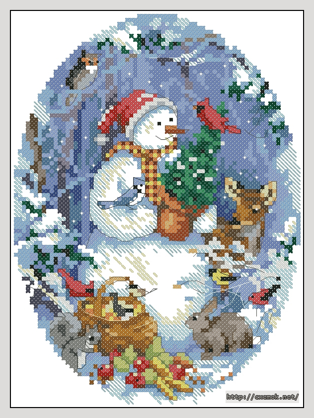 Download embroidery patterns by cross-stitch  - Snow friend ornament, author 